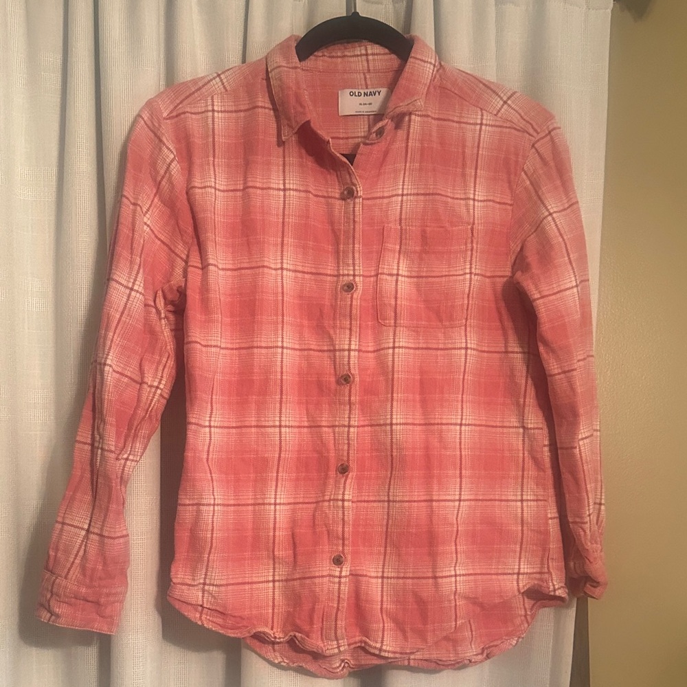 Old Navy Kids pink Plaid Button-Down Shirt